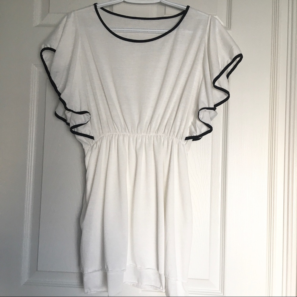 Sheer style peplum top off white
